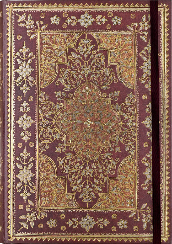 Decorative book cover with intricate patterns on a purple background