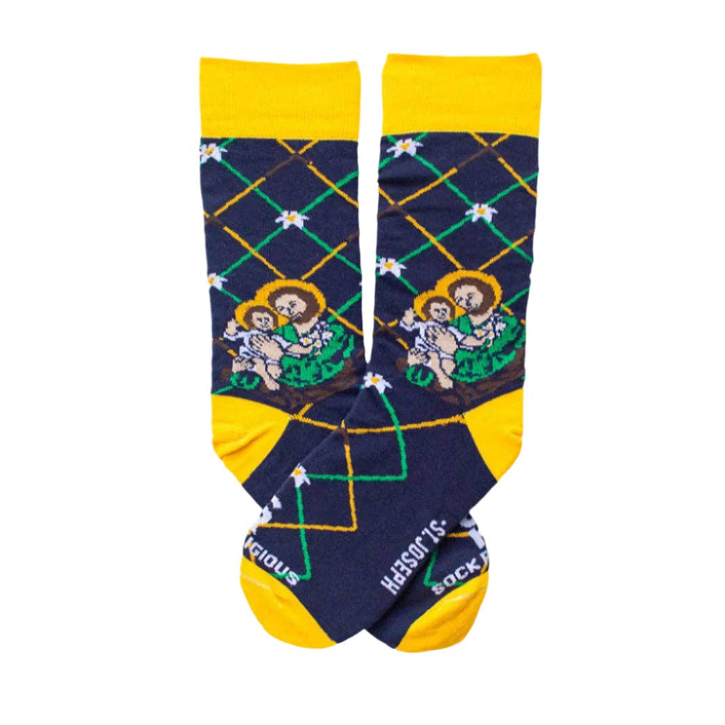 Colorful socks with a design on a white background