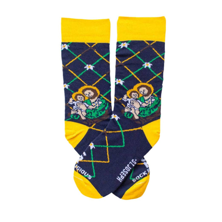 Colorful socks with a design on a white background