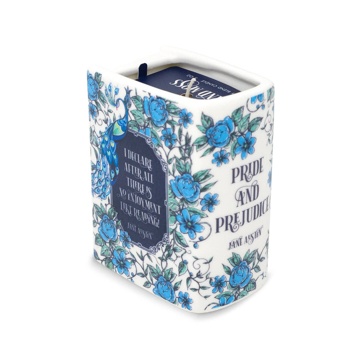 Miniature book-shaped candle with &