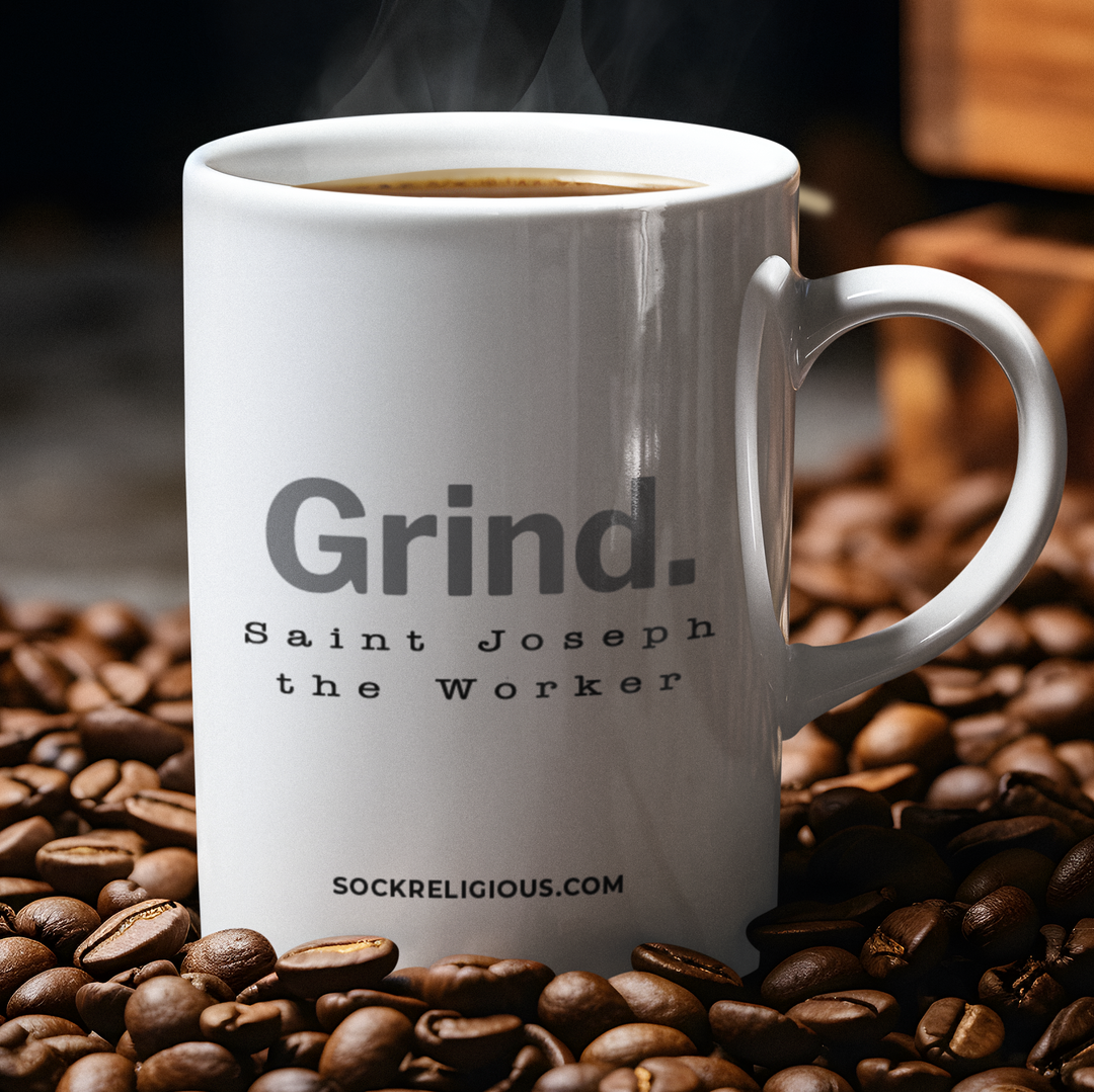 White mug with &