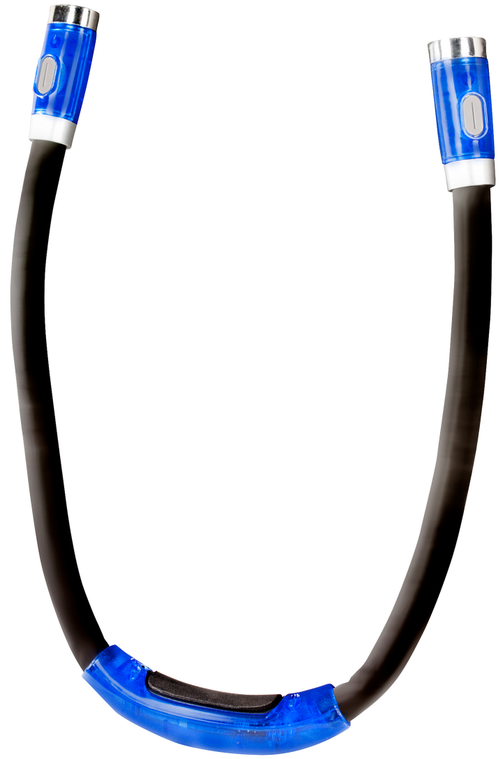Black and blue neck light on a white background