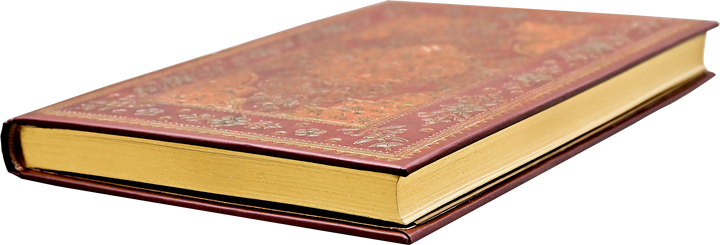 Decorative book with intricate patterns on a white background