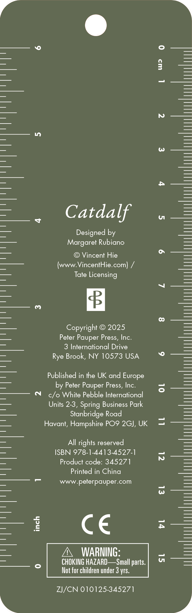 Green ruler with measurement markings and text on a white background