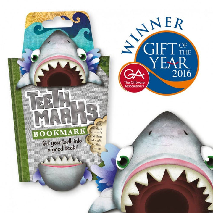 Shark-themed bookmark with &