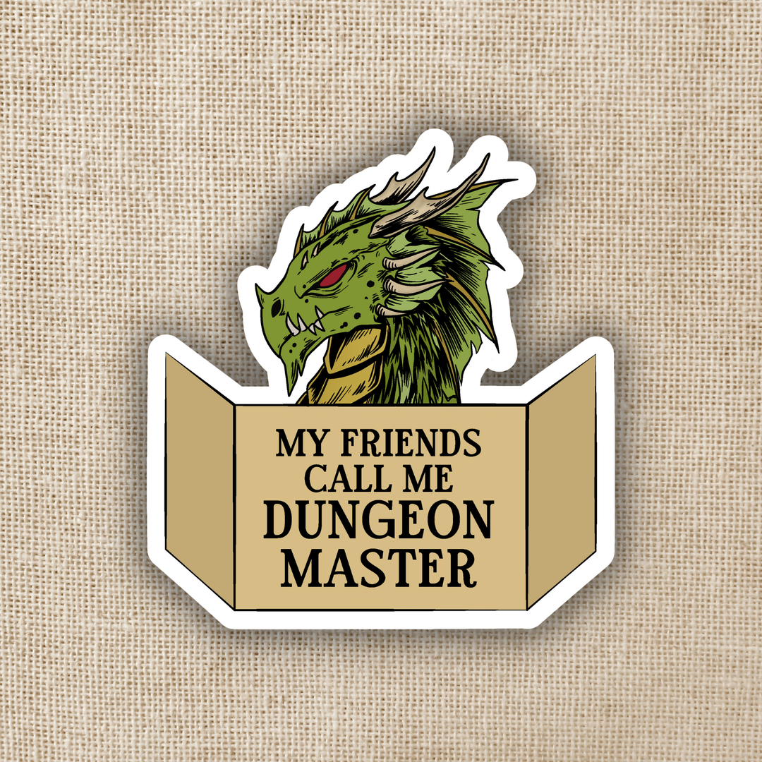 Sticker with a dragon head and text &
