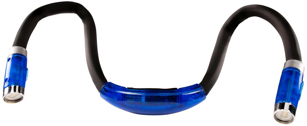 Black and blue U-shaped neck light on a white background
