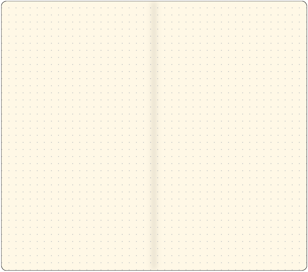 Two blank pages with dot grid on a white background