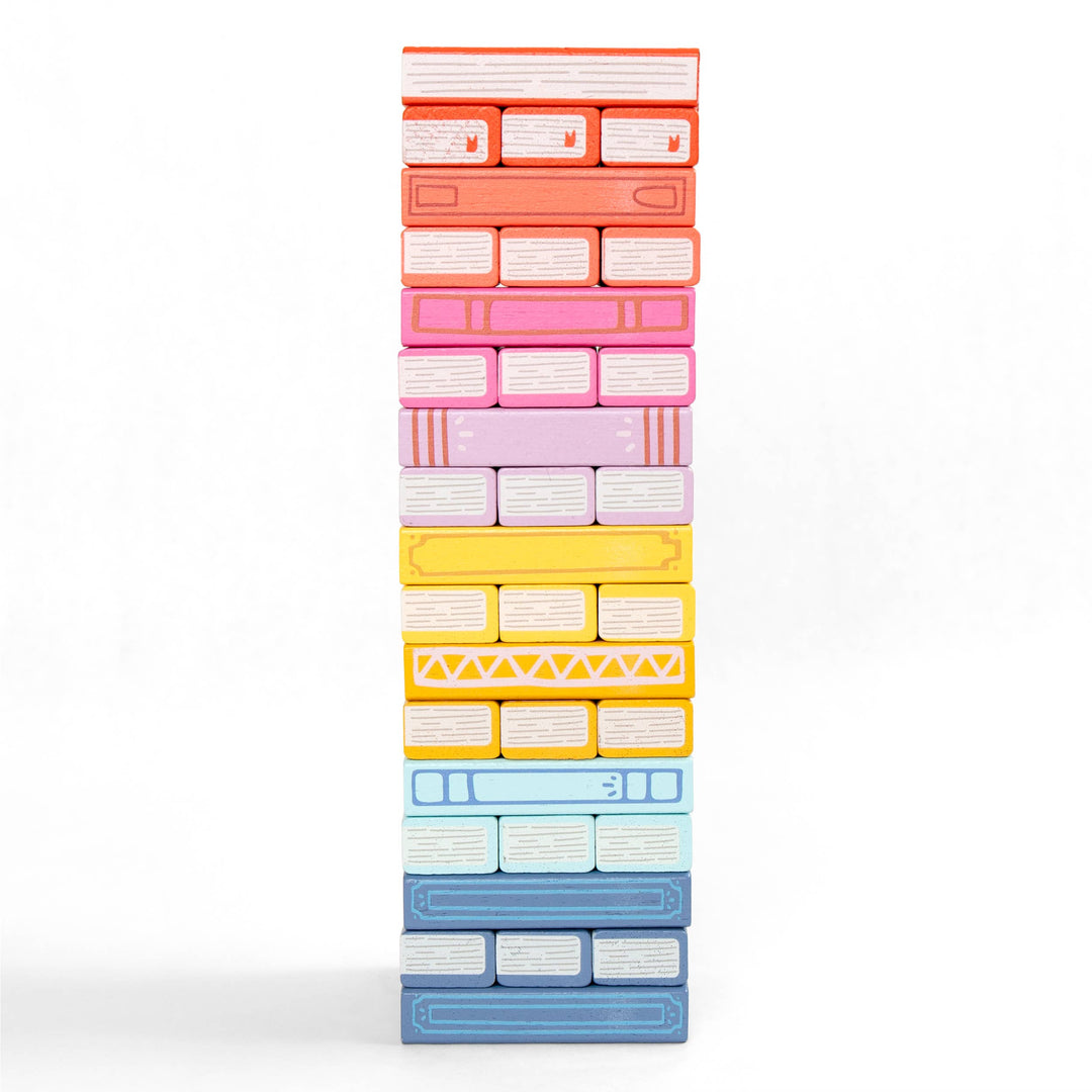 Stack of colorful cassette tapes on a white background