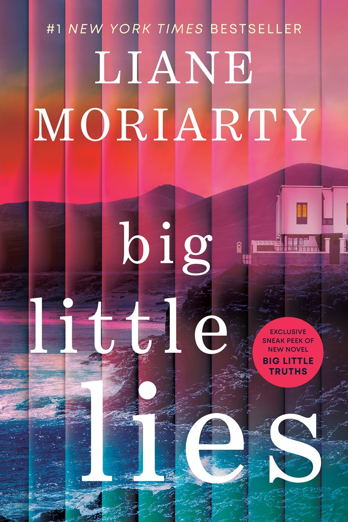 Book cover of 'Big Little Lies' by Liane Moriarty with a house and water design.
