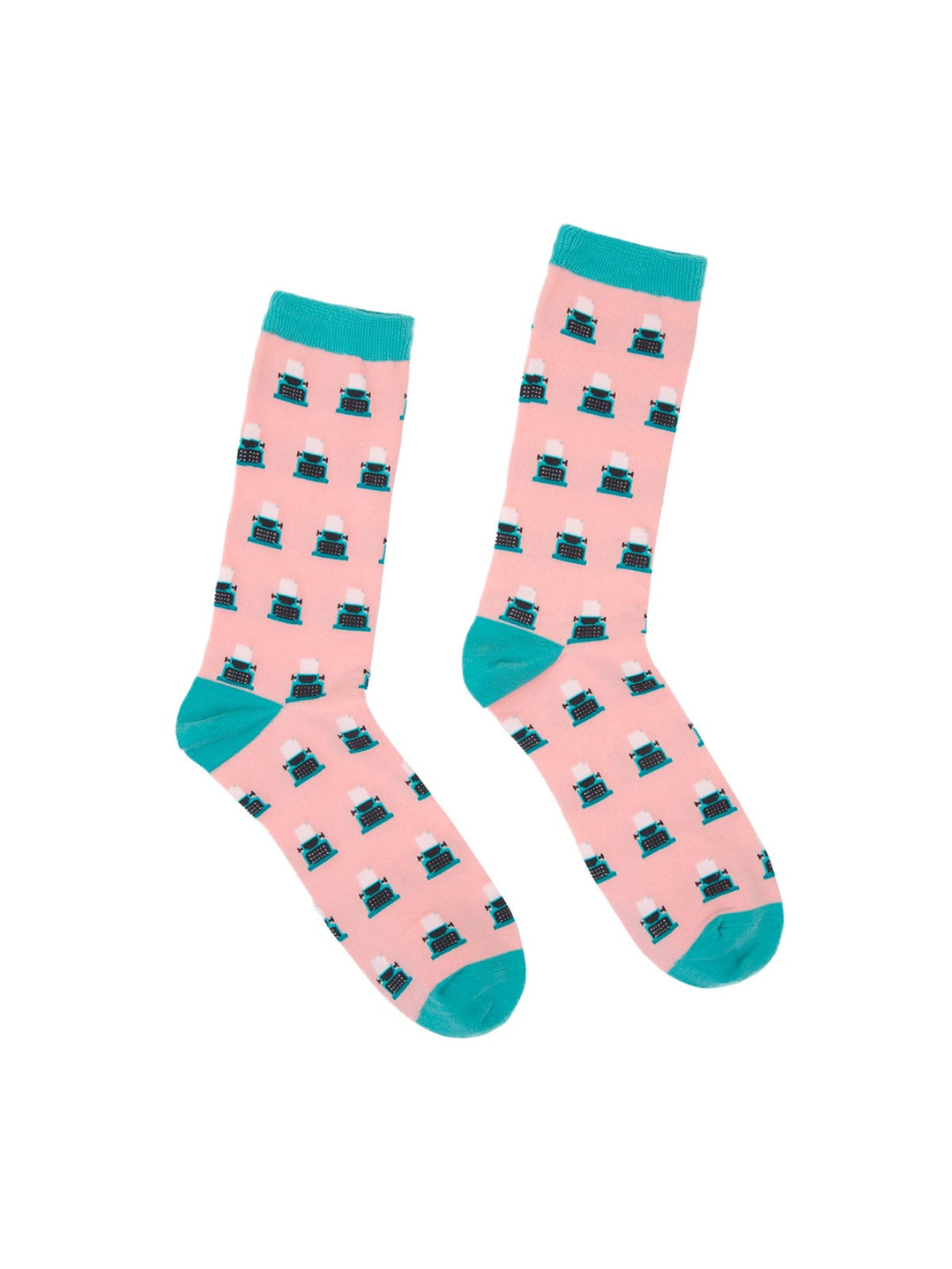 Pair of socks with a pattern on a white background