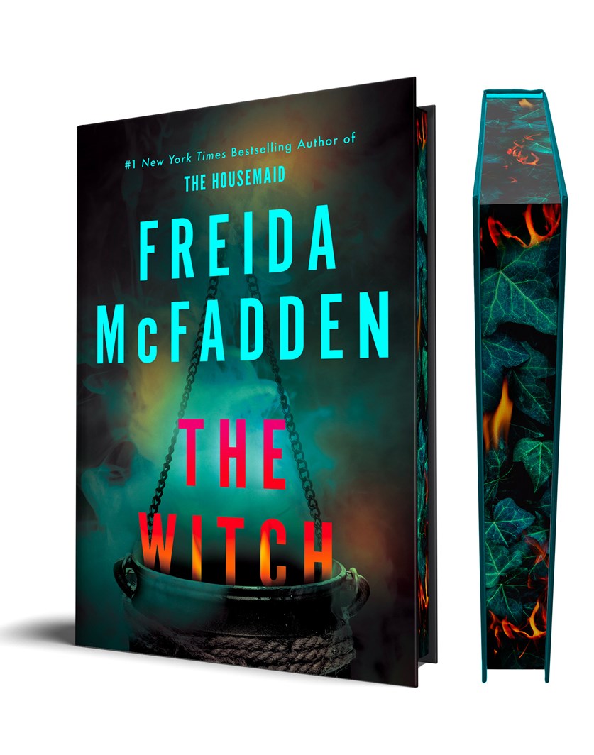 Book cover of 'The Witch' by Freida McFadden with a dark background and colorful text.