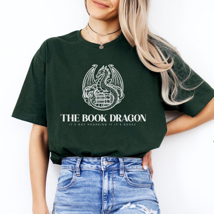 Person wearing a green t-shirt with &