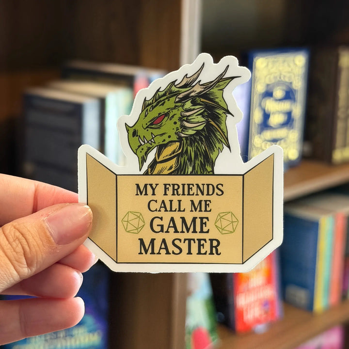 Sticker with a dragon design and text &