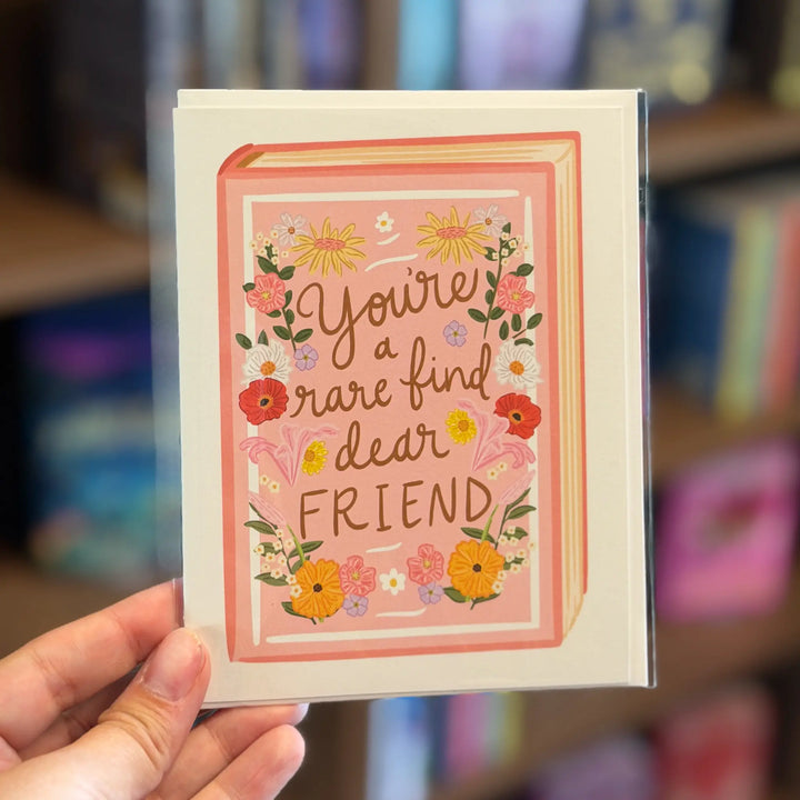 Greeting card with floral design and text. Text reads &