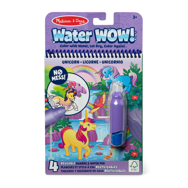 Melissa & Doug Water Wow! Unicorn coloring book with water pen on a white background