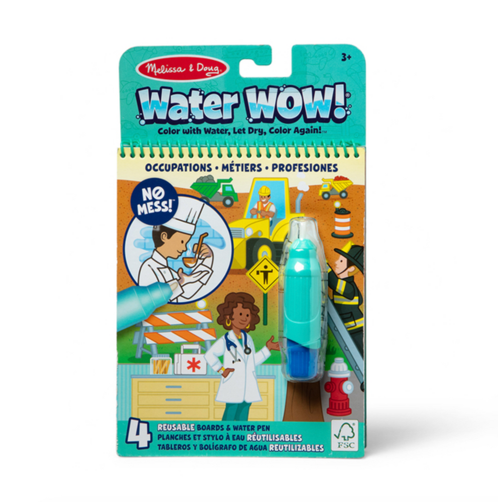 Melissa & Doug Water Wow! occupations coloring book with water pen on a white background