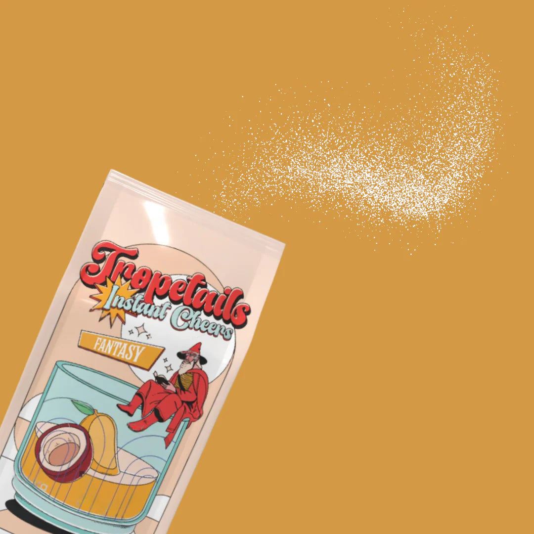 Tropetails Instant Cheer package on a gold background