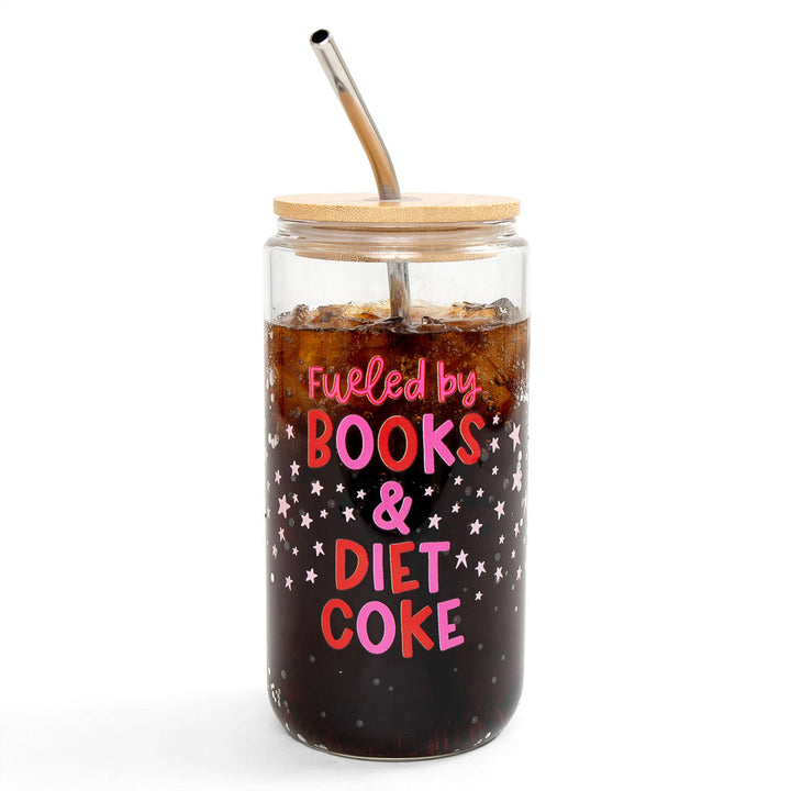 Jar of iced coffee with a straw and &