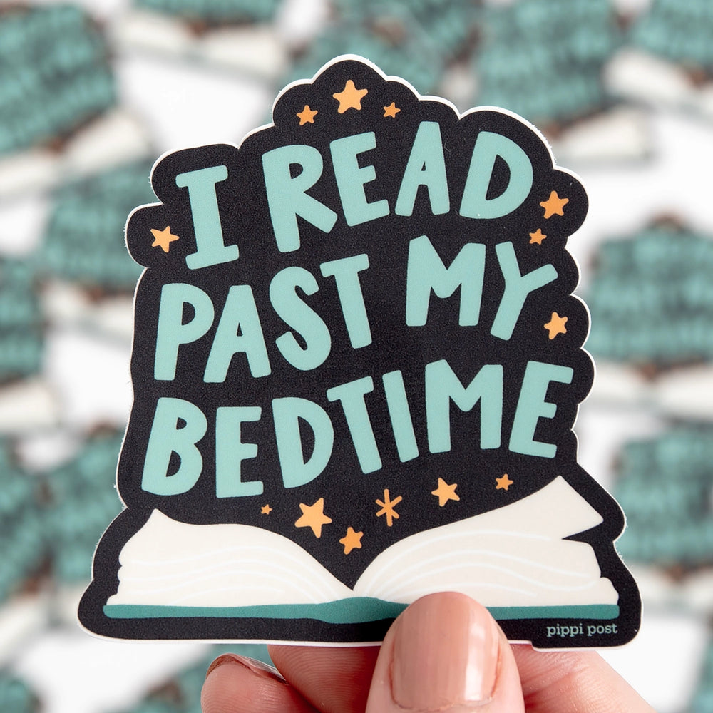 Sticker with 'I Read Past My Bedtime' text