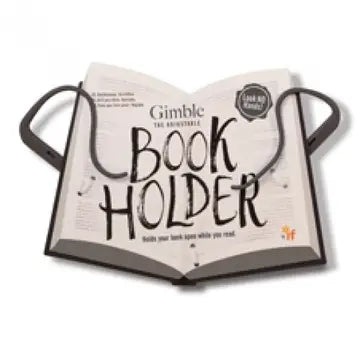 Book holder shaped like an open book with &