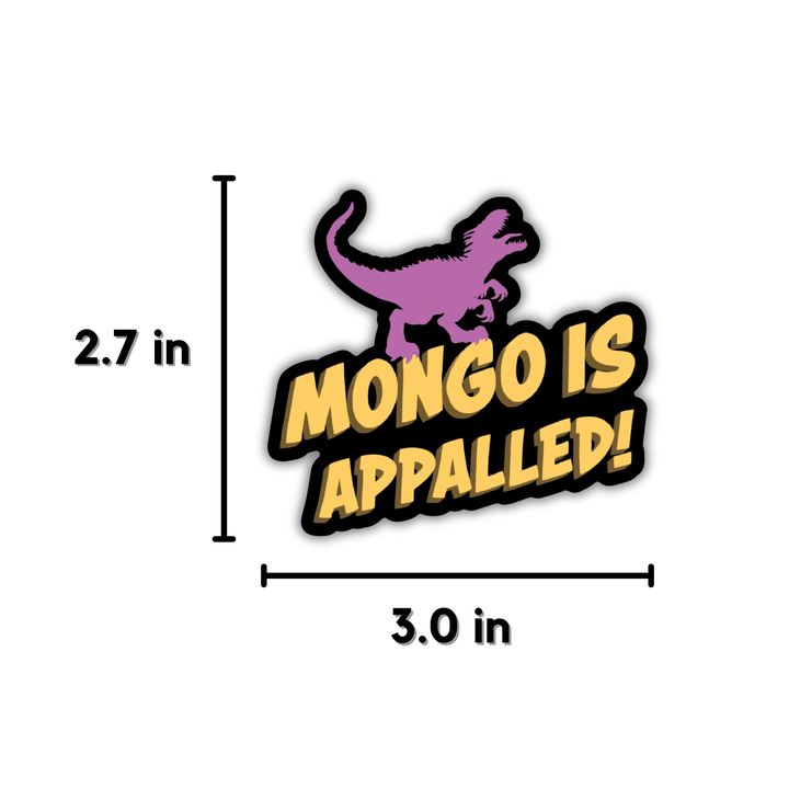 Sticker with dinosaur graphic and text &