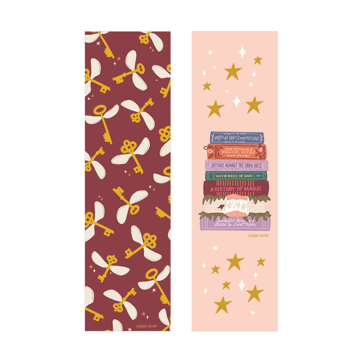 Two book-shaped bookmarks with different designs on a white background.