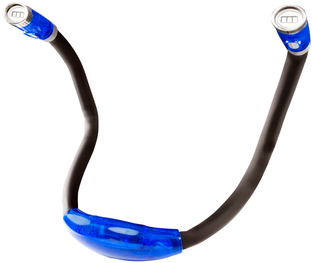 Black and blue neck light on a white background