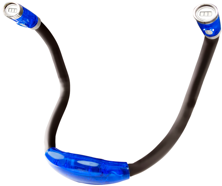 Black and blue neck light on a white background