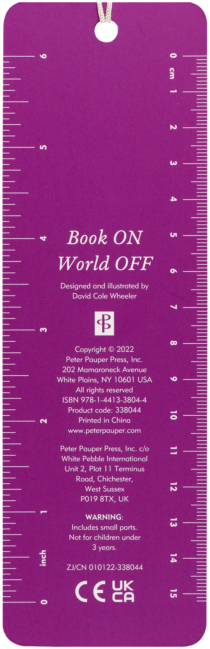 Purple ruler with measurement markings and text on a white background