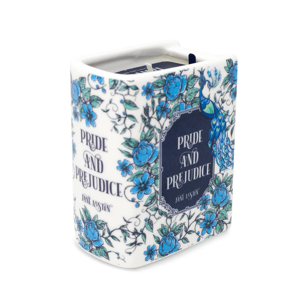 Miniature book-shaped candle with &