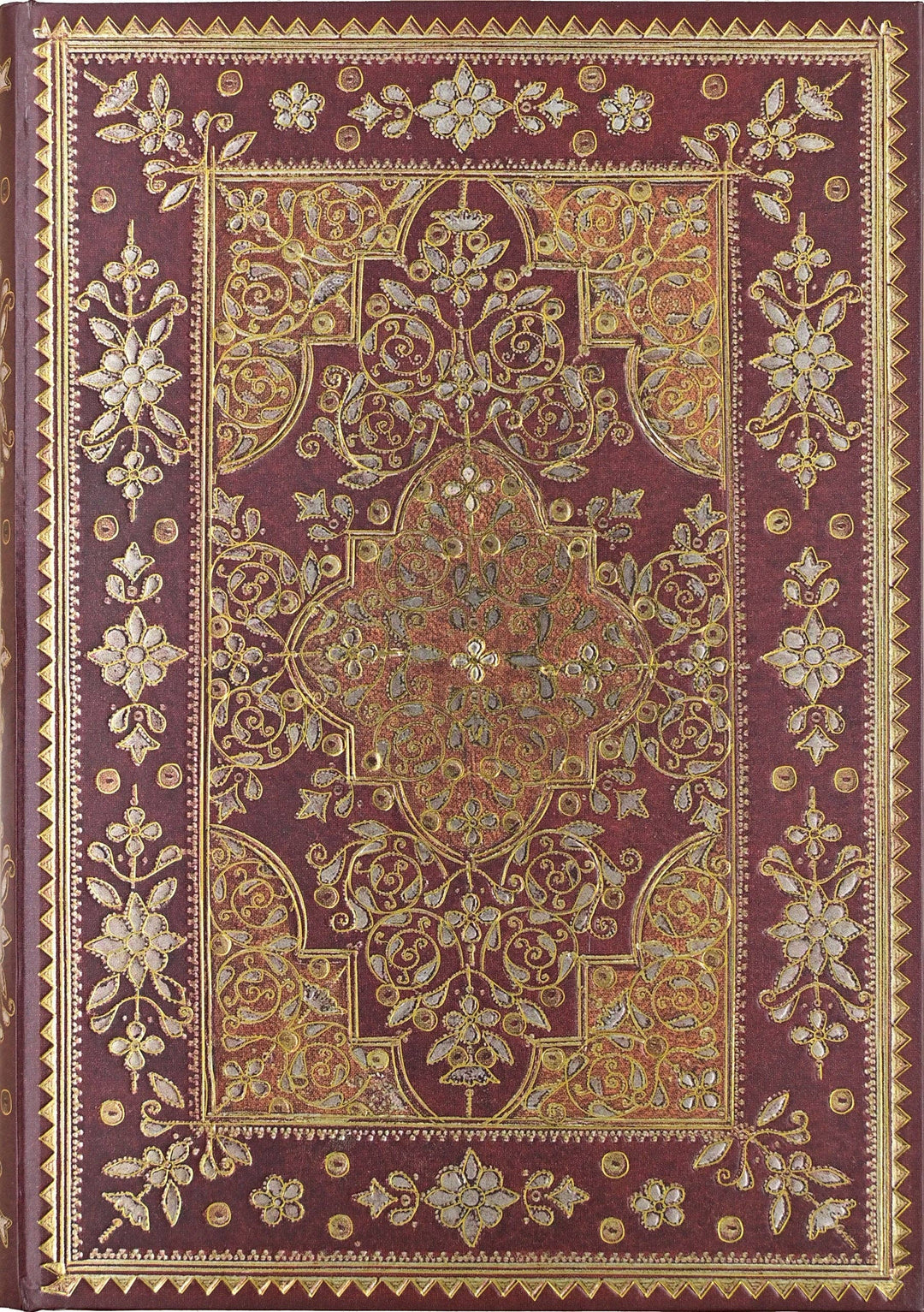 Decorative book cover with intricate patterns on a purple background