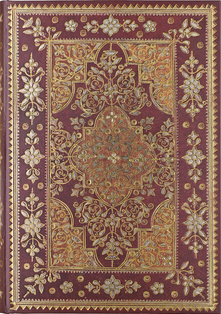 Decorative book cover with intricate patterns on a purple background