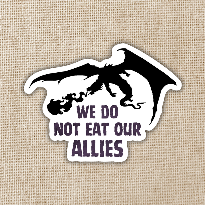 Sticker with a dragon design and text &