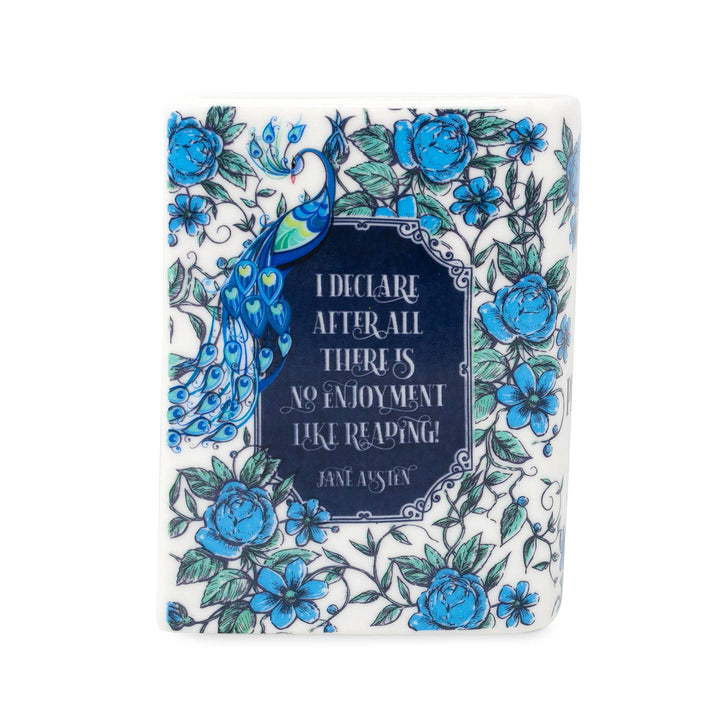 Miniature book-shaped candle with &