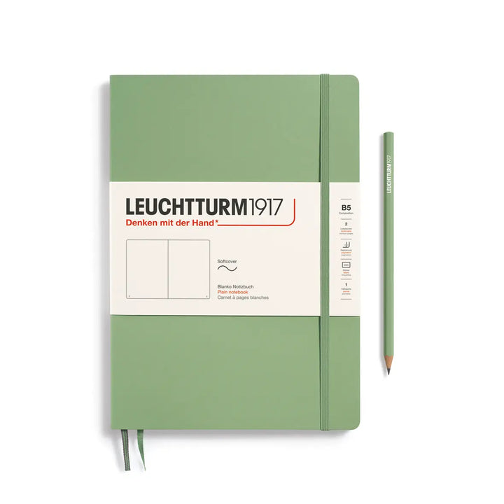 Green notebook with Leuchtturm1917 branding on a white background