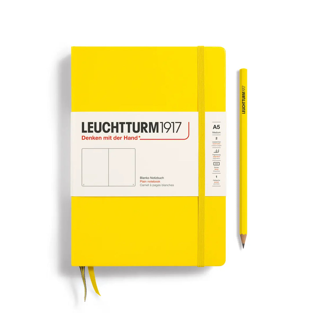 Yellow notebook with Leuchtturm1917 branding on a white background