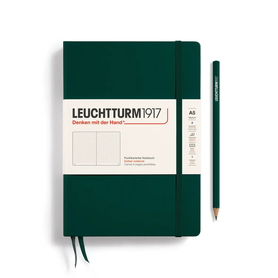 Green notebook with Leuchtturm1917 branding on a white background