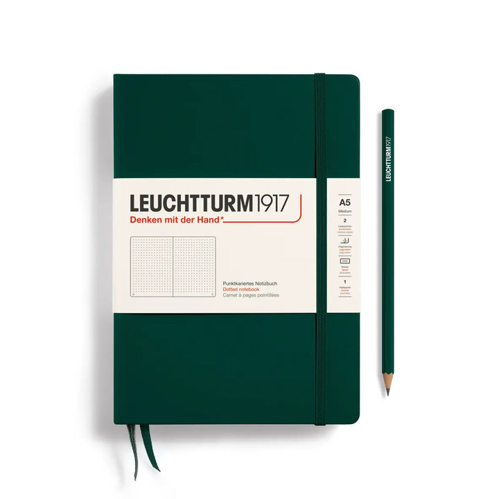 Green notebook with Leuchtturm1917 branding on a white background
