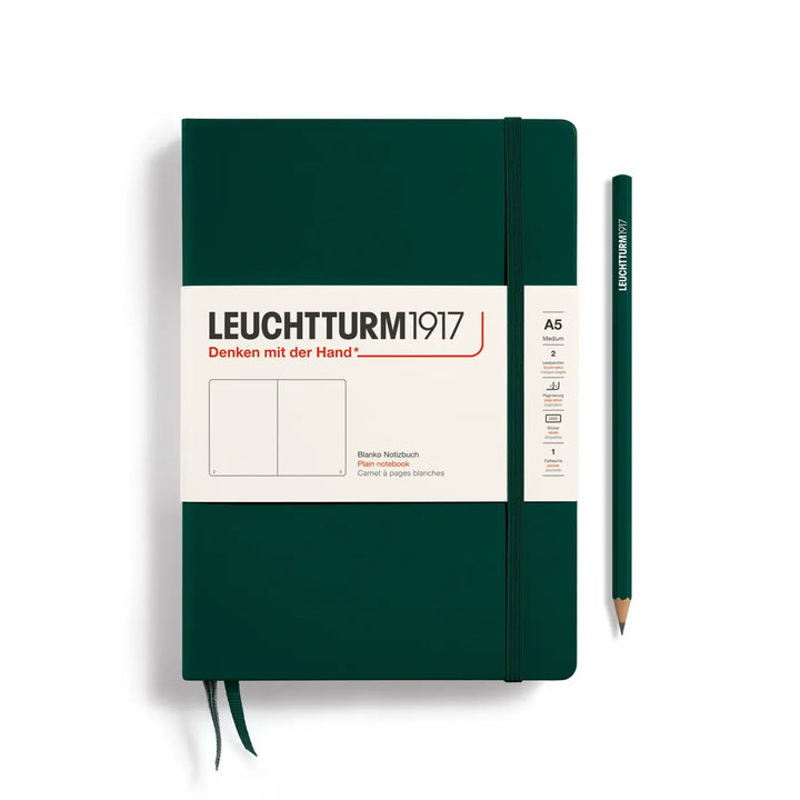 Green notebook with Leuchtturm1917 branding on a white background
