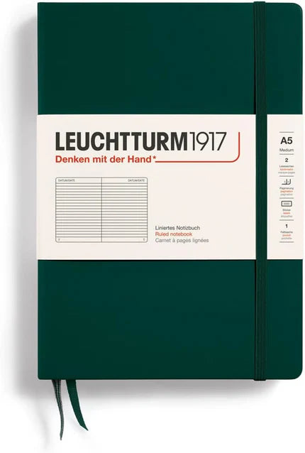 Green notebook with Leuchtturm1917 branding on a white background