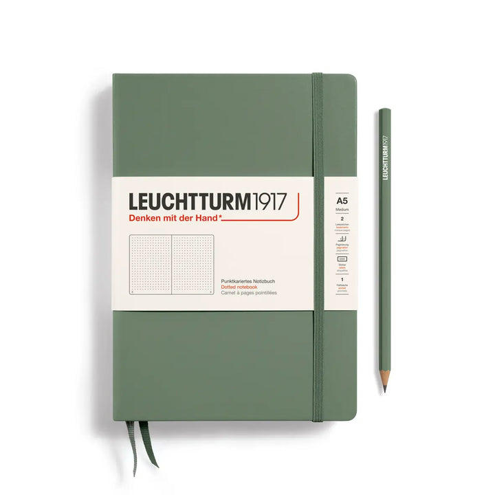 Green notebook with Leuchtturm1917 branding on a white background
