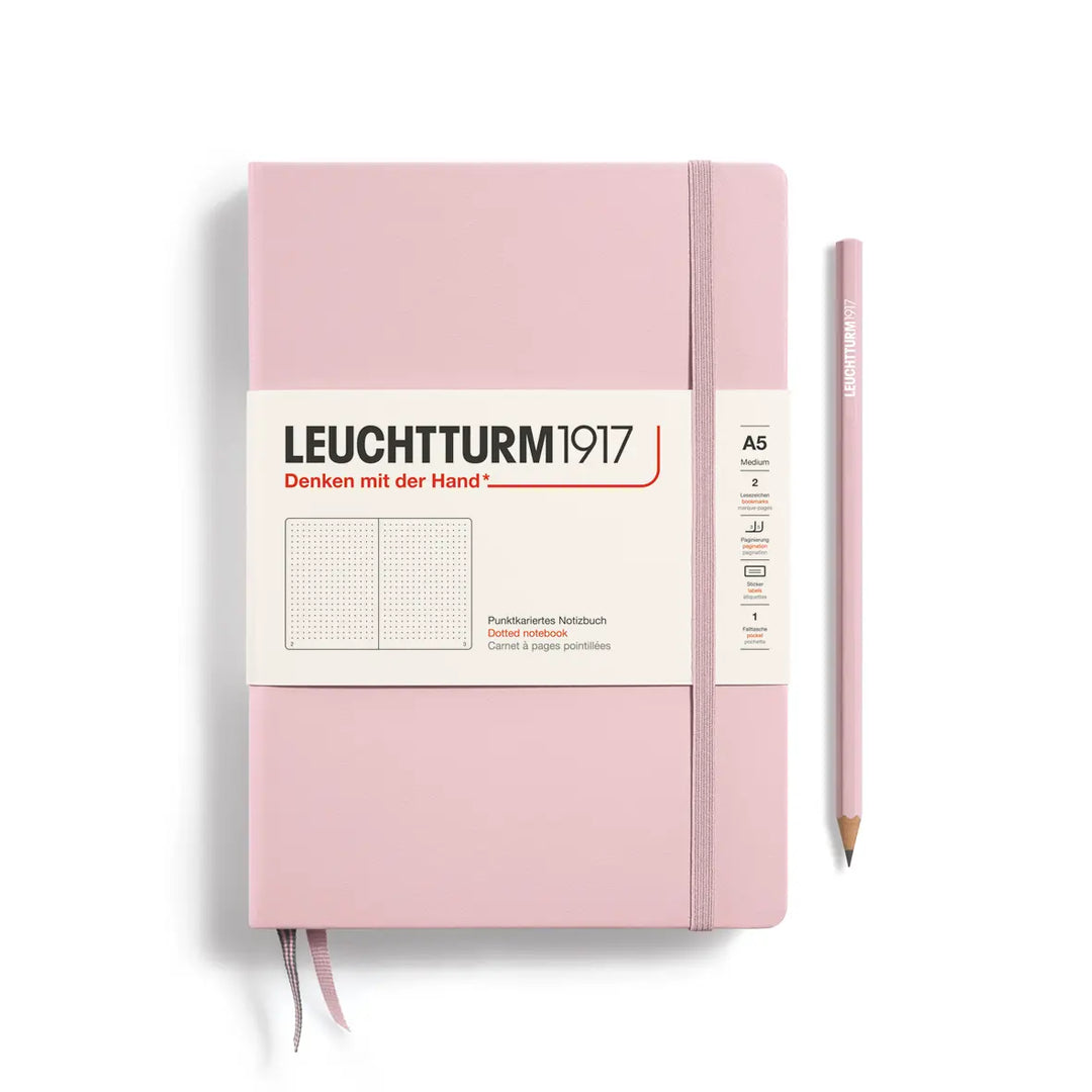 Pink notebook with Leuchtturm1917 branding on a white background