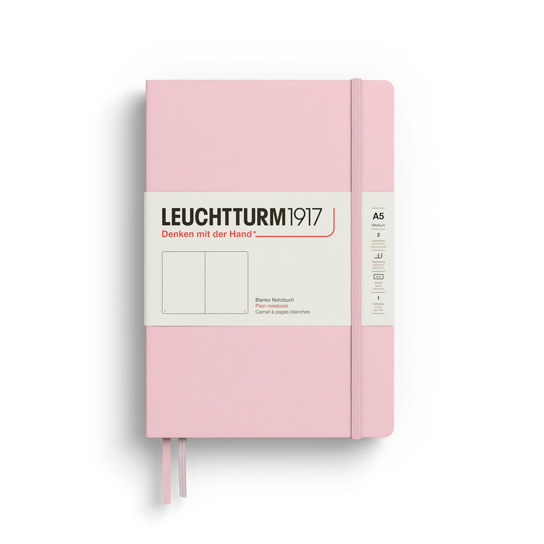 Pink notebook with Leuchtturm1917 branding on a white background