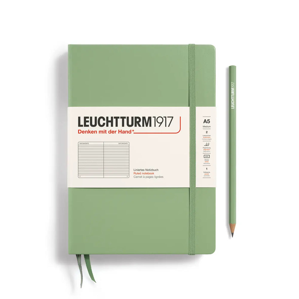 Green notebook with Leuchtturm1917 branding on a white background