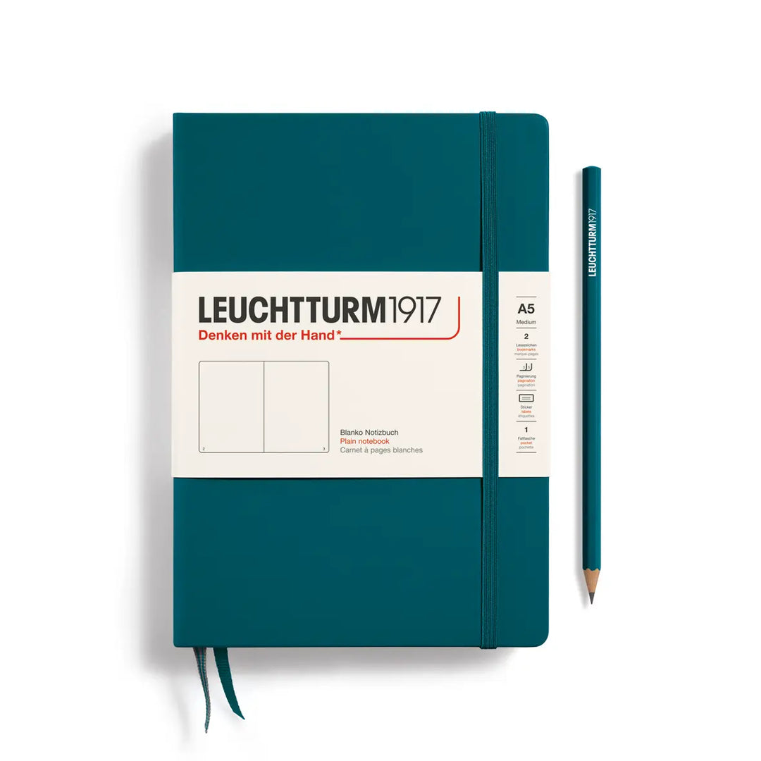 Teal notebook with Leuchtturm1917 branding on a white background